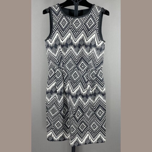 NEW J Crew Dress Womens 2 black aztec western sheath preppy classic - Picture 1 of 11
